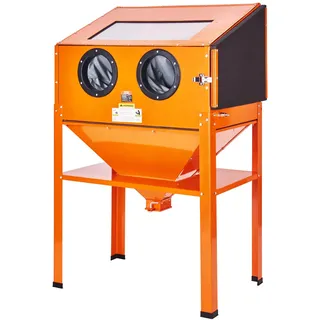 Vevor Sandstrahlkabine Aluminium/Stahl 60 Gallonen orange mit Ständer, Strahlpistole und 4 Düsen