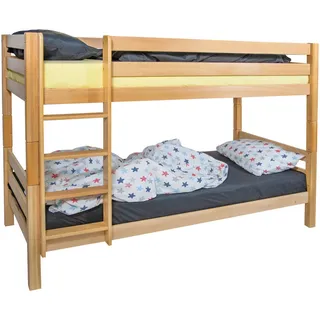 Linea Natura Etagenbett , Buchefarben , Holz , Buche , massiv , seitenverkehrt montierbar , 90x200 cm , Baby & Kindermöbel, Kinder- & Jugendzimmer, Stockbetten