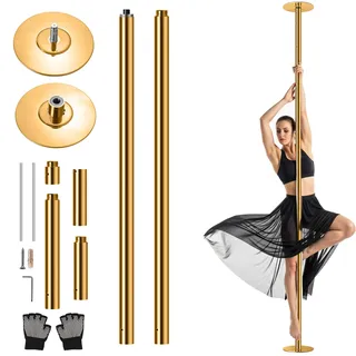 SereneLife Pole Dance Stange – Höhenverstellbar 204-274cm, Statisch & Rotierend, Perfekt für Indoor Poledance, Turnstange & Fitness, Robuster Stahl, Anti-Korrosion, 280kg, Einfache Montage für Zuhause