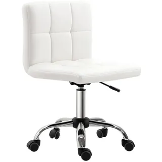 Homcom Bürostuhl, Ergonomischer Schreibtischstuhl ohne Armlehne für Büro, Kunstleder , Weiß , Kunststoff , 46x92x51 cm , Büromöbel, Bürostühle, Drehstühle