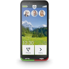 Emporia Super Easy - Smartphone 4G, einfach zu bedienen, SOS-Taste, Display 4,95 Zoll, 32 GB, 3 GB RAM, Kamera 13 Mpx, Android 10, Ladestation, Schwarz (Italien)