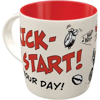 Nostalgic-Art Retro Kaffeebecher, 330 ml, MOTOmania – Kick-Start Your Day – Geschenk-Idee für Biker, Original Lizenzprodukt (OLP), Keramik-Tasse für Kaffee, Vintage Design mit Spruch