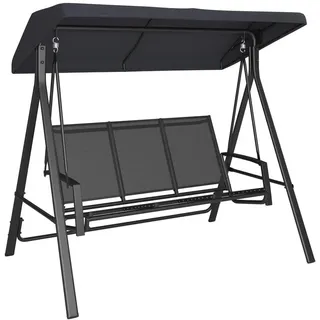 Ambia Garden Hollywoodschaukel , Anthrazit, Grau, Schwarz , Metall, Textil , 190x176x122 cm , Gartenmöbel, Gartenliegen, Schaukelliegen