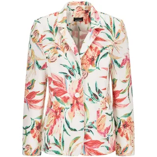 Jackenblazer GOLDNER "Jacquardblazer mit Waffelstruktur", Damen, Gr. 44, bunt (bunt, gemustert), Obermaterial: 81% Polyester PES. 14% Viskose CV. 5% Elasthan EL., tailliert, Blazer Jackenblazer, Jaquardware mit Stretch bedruckt