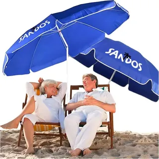 Klappbarer Garten-Strandschirm, doppelt faltbar, wasserdichte Hülle, XXL - Blau