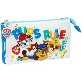 Dreifaches Mehrzweck-Etui The Paw Patrol Pups rule Blau 22 x 12 x 3 cm - Blau