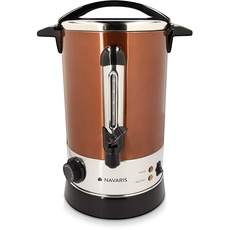 Navaris Glühweinkocher Heißwasserspender aus Edelstahl - 6,8l - Punschkocher mit Thermostat Füllstandanzeige Zapfhahn - Glühwein Heißgetränkespender - Kupfer