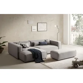 LeGer Home by Lena Gercke Ecksofa »PIARA XXL, L-Form, Schlaffunktion, Cord, Leinenoptik o. Strukturstoff« Hocker stellbar zum Schlafsofa (Krokodilverbinder), tiefe Sitzfläche,