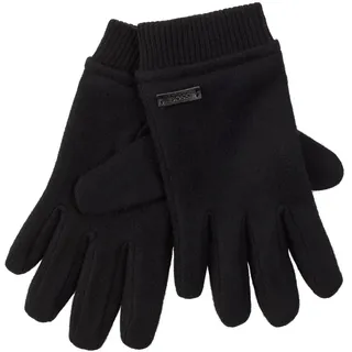 Strickhandschuhe BOSS "Kalsper", Herren, Gr. M-L, schwarz (schwarz 001), Web, Wollmischung, unifarben, Handschuhe Strickhandschuhe, mit Labelaufnäher aus Leder