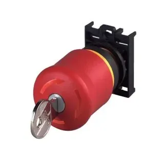 Eaton 216514 NOT-HALT-/NOT-AUS-Taste, RMQ-Titan, Pilzform, 38 mm, unbeleuchtet, Schlüsselentriegelung, 1 Ö, rot, gelb, RAL 3000, nicht  - 5 Stück