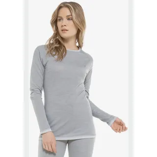 Schöffel Merino Sport Shirt 1/1 Arm W, temperaturregulierendes Langarmshirt, atmungsaktives Funktionsunterwäsche-Shirt in Wollqualität, light grey, XL