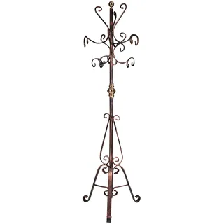 Dmora - Praktischer Kleiderbügel aus Metall für den Eingang, Klassischer Kleiderständer, Made In Italy, Kleiner Mann mit Schirmständer, Toter Mann, 50x50h190 cm, Kupferfarbe