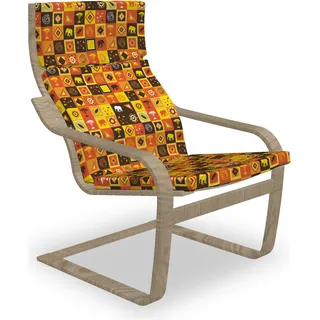 ABAKUHAUS Elefant Poäng Sessel Polster, Squares Kunst, Sitzkissen mit Stuhlkissen mit Hakenschlaufe und Reißverschluss, Mehrfarbig
