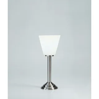 Tischleuchte Messing in Nickel Glas Schirm 37 cm E27 Schlafzimmer Tischlampe