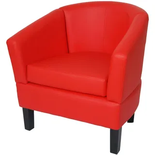 Mendler Lounge-Sessel HWC-O17, Sessel Clubsessel Cocktailsessel, FSC®-zertifiziert Kunstleder ~ rot