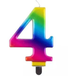 Regenbogenfarbene Geburtstagskerze, 8 cm - 4