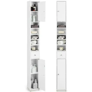 Costway Badschrank 20 x 20 x 180 cm Weiß Holz/Metall/MDF
