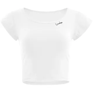 Crop-Top WINSHAPE "AET137LS", Damen, Gr. XS, weiß (ivory), 85% Polyester, 15% Elasthan, Rundhals, Tops Crop-Top, Functional Light and Soft Cropped