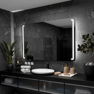 Rechteckiger Badezimmerspiegel mit LED-Beleuchtung - Oslo - 120x80cm - Silber