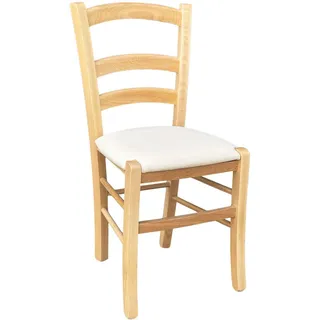 Stuhl Holz venezia Farbe Natürlich Mit Sitzend Kunstleder Gepolstert Cremefarben