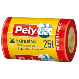 pely-plastic GmbH & Co. KG Pely Zugband Müllbeutel Extra stark klimaneutral 25 Liter 34 Stück