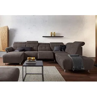 Home Affaire Wohnlandschaft »Manhattan U-Form« 2 Sitze mit elektrischer Relaxfunktion, verstellbare Armlehnen, braun