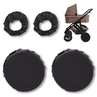 Zamboo Kinderwagen Reifenschutz | 4x Universal Radschutzhüllen für Buggy Räder | Wasserdichte Reifenhüllen halten Auto und Wohnraum sauber - Schwarz