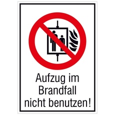 Bild Verbotsaufkleber "Aufzug im Brandfall nicht benutzen" rechteckig 13,1 x 18,5 cm