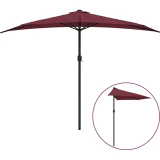 vidaXL Balkon-Sonnenschirm Alu-Mast Bordeauxrot 300x155x223cm Halbrund - Rot
