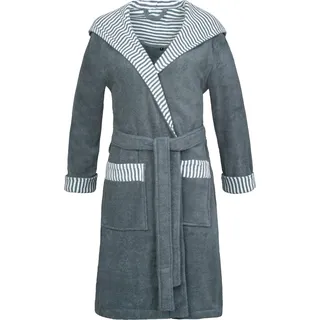 Esprit Damenbademantel »Day, ideal für Sauna & Spa, Hotelbademantel, Morgenmantel« mit Gürtel, 1 Stk. mit Kapuze, gestreiften Akzenten & Logostickerei, kurz, grau