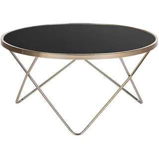 Beliani Couchtisch Schwarz Gold Glas 40 x 80 cm