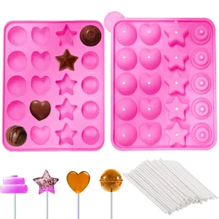 YOUYIKE Silikon Cake Pop Backform,4 in 1 Cake Pop Formen,Silikon Lollipop Form,Tablett Cake Pop Form für Party Urlaub Backen Cupcake Chokolade und DIY Gelee