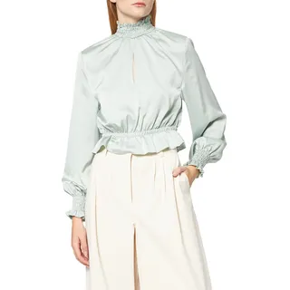 NA-KD Damen Bluse mit gepolsterten Schultern, grün, 38