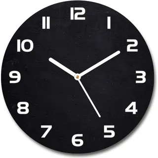 Wanduhr aus Glas 30fi Glasbild Glasuhr Gehärtetes Glas - weisse-zeiger - Black board - Schwarz
