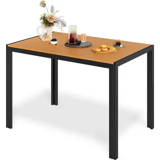 Outdoor Esstisch - Gartentisch - Aluminiumgestell - Lamellen-Tischplatte aus Holzwerkstoff - Bretter 6,5×10 cm - Maße 110×70×73 cm - Für 6 Personen - Grau