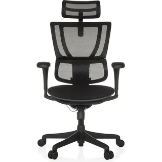 HJH Office Bürostuhl ERGOHUMAN SLIM ECO F GEN2 Originales Design, Bürosessel mit Flexibler Lendenwirbelstütze, gepolsterte Sitzfläche, Schwarz