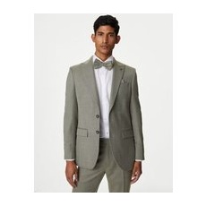 Mens M&S Collection Slim Fit Wool Blend Herringbone Suit Jacket - Khaki, Khaki - 42-LNG