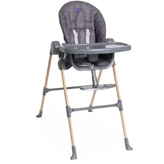 Chicco Polly Essential, Kinderhochstuhl für Babys Von 0 Monaten bis 15 kg, 3 Neigepositionen, 7 Höhenstufen, verstellbarer Fußstütze, Kompakt verstaubar, Modernes Design, Dunkelgrau