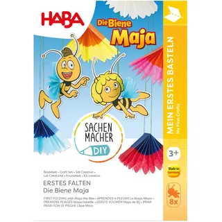 HABA Bastelset Erstes Falten – Die Biene Maja Papier-Faltset ab 3 Jahren | Einfaches Origami-Bastelset für Kinder – Fensterdeko mit Anleitung & Zubehör