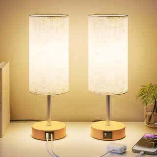 upxnbor Nachttischlampe Holz Metall 2 St.