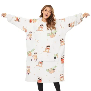 THREE POODLE Decken Hoodie Damen, Oversize Hoodie Decken Pullover Kuschelpullover für Damen Herren Kinder, Warm und Weiches Futter, Übergroßer Hoodie Sherpa-Decke, Verschiedene Muster Verfügbar