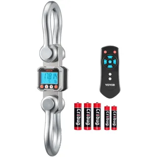 Vevor Kranwaage 10 T, Digitale Hängewaage, Industriewaage mit Gehäuse aus Aluminiumguss & LCD-Display, 2-kg-Teilung & 3-stufiger Schalter, Fernbedienung, Wildwaage, Hakenwaage für Garage & Fabrik