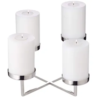 Edzard Adventskranz Kerzenleuchter Pamplona (25 x 25 cm cm, Höhe 14 cm) aus Edelstahl - Kerzenhalter, Kerzenständer Silber für Stumpenkerzen - Tischdeko, Silber Deko für Kerzen, zu Weihnachten