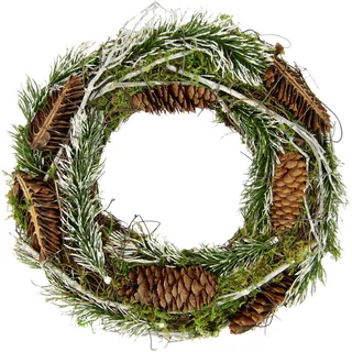 I.GE.A. Kunstkranz »Natur-Kranz Tannenzweige/Zapfen/Reisig« Weihnachtskranz Dekokranz Kranz Adventskranz Türkranz Weihnachtsdeko, beige