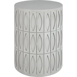 BELIANI Beistelltisch Hellgrau MDF-Platte  45 cm Säulenform Rund Geometrisches Muster Rustikal Modern Wohnzimmer Diele Flur Schlafzimmer Esszimmer - Grau