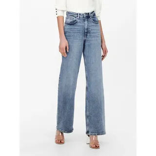 Only Damen High Waist Jeans | Stretch Denim Weite Lockere Schlaghose | 5-Pocket Wide Leg ONLJUICY, Farben:Blau, Größe:31W / 30L, Z-Länge:L30