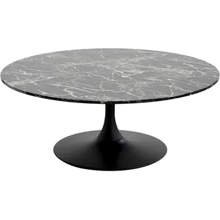 Kare Design Couchtisch Schickeria Marmor, Schwarz, 120cm Durchmesser, Wohnzimmertisch, Stahlgestell, Tischplatte aus Holz Marmor-Optik, Wohnzimmer, Rund, 42x110x110 cm (H/B/T)