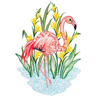 W. Reuter & Sohn - Plauener Spitze® Fensterbild »Fensterbild "Flamingo" farbig«, bunt