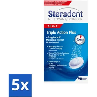 Steradent Triple Action Plus Prothesenreiniger 90 Tabletten - Vorteilspack - 5 Stücke