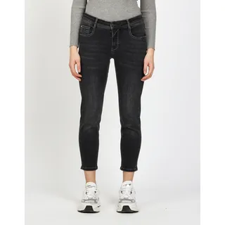 Relax-fit-Jeans GANG "94AMELIE", Damen, Gr. 31, N-Gr, winter grau wash, Denim/Jeans, Obermaterial: 89% Baumwolle, 9% Polyester, 2% Elasthan, regular fit lang, Jeans Relax-fit-Jeans, mit Used-Effekten
